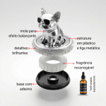 Aromatizador Automotivo Bulldog Prata Luxo Difusor Decorativo Perfume Painel Carro - Image 4