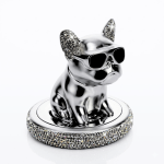 Aromatizador Automotivo Bulldog Prata Luxo Difusor Decorativo Perfume Painel Carro