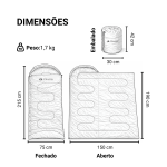 Saco de Dormir Casal para Camping Viagem Confortável Térmico Leve Ar Livre - Image 6